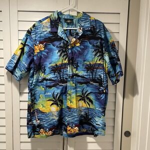 Royal Creations Hawaiian Shirt XXL Made in Hawaii‎ Sunset Palm Print Aloha